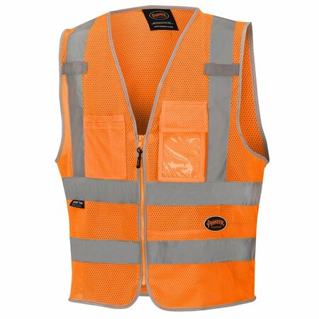 PIONEER Mesh Safety Vest, Orange, XL, 2 Stripe V1025250U-XL